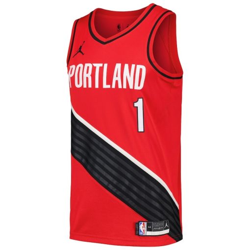 Jordan Portland Trail Blazers #1 Anfernee Simons Swingman Player Jersey - Statement Edition - Red