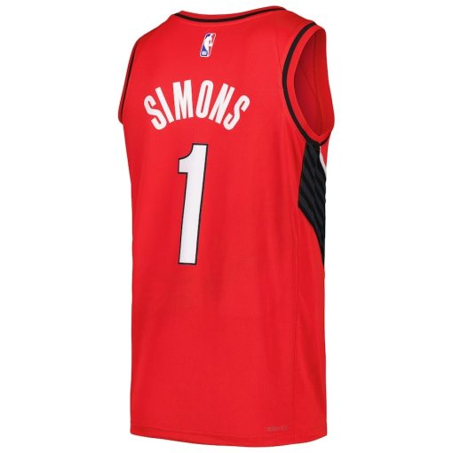 Jordan Portland Trail Blazers #1 Anfernee Simons Swingman Player Jersey - Statement Edition - Red - Image 2