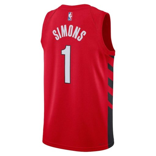 Jordan Portland Trail Blazers #1 Anfernee Simons Unisex Swingman Jersey - Statement Edition - Red - Image 2