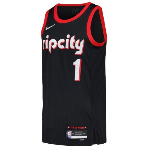 Nike Portland Trail Blazers #1 Anfernee Simons Swingman Player Jersey - City Edition - Black