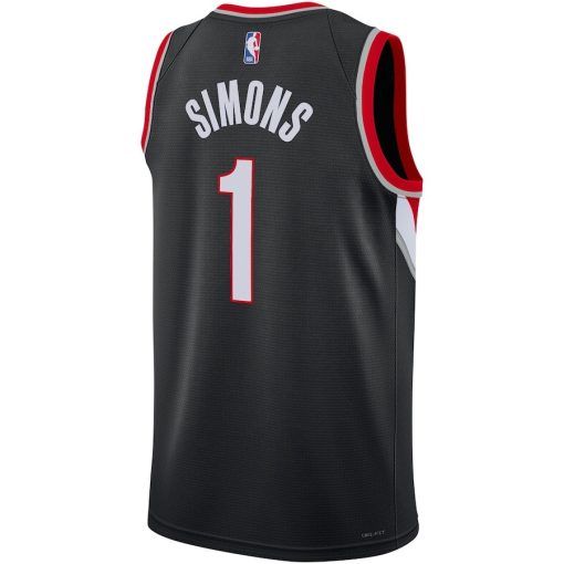 Nike Portland Trail Blazers #1 Anfernee Simons Unisex Swingman Jersey - Icon Edition - Black - Image 2