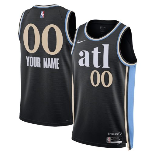 Nike Atlanta Hawks #00 Unisex 2023/24 Custom Swingman Jersey - Black - City Edition - Image 3
