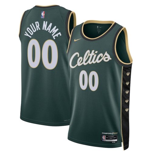 Nike Boston Celtics #00 Unisex 2022/23 Swingman Custom Jersey - City Edition - Kelly Green - Image 3
