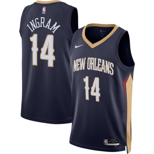 Nike New Orleans Pelicans #14 Brandon Ingram Unisex Swingman Jersey - Icon Edition - Navy - Image 3