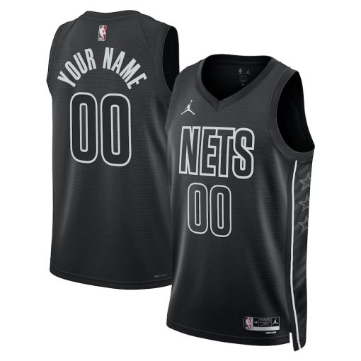 Jordan Brooklyn Nets #00 Unisex 2022/23 Swingman Custom Jersey - Statement Edition - Black - Image 3