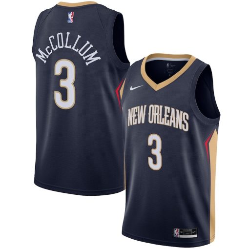 Nike New Orleans Pelicans #3 C.J. McCollum Swingman Jersey - Icon Edition - Navy - Image 3