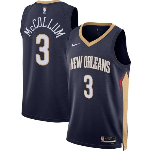 Nike New Orleans Pelicans #3 C.J. McCollum Unisex Swingman Jersey - Icon Edition - Navy - Image 3