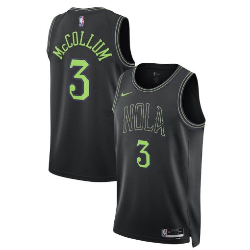 Nike New Orleans Pelicans #3 CJ McCollum Unisex 2023/24 Swingman Jersey - Black - City Edition - Image 3