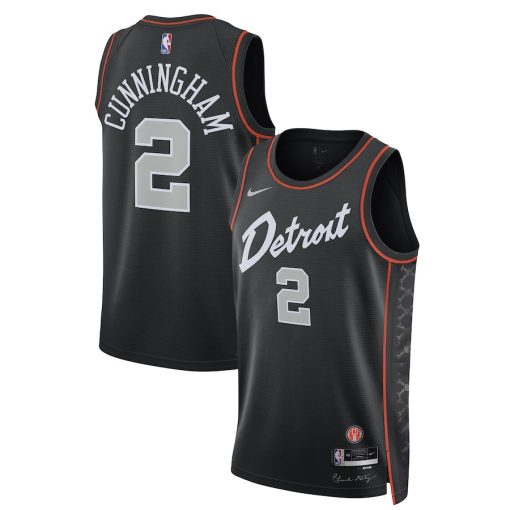 Nike Detroit Pistons #2 Cade Cunningham Unisex 2023/24 Swingman Jersey - Black - City Edition - Image 3