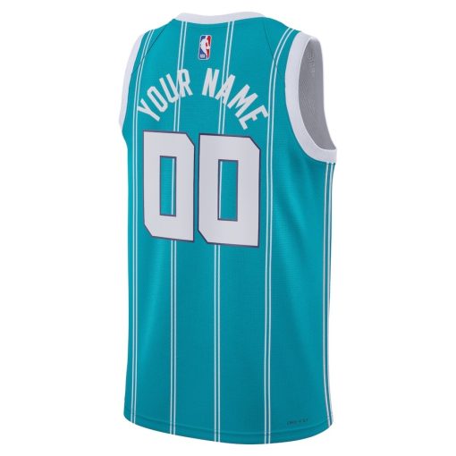 Jordan Charlotte Hornets #00 Unisex Swingman Custom Jersey Teal - Icon Edition - Image 2