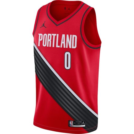 Jordan Portland Trail Blazers #0 Damian Lillard 2020/21 Swingman Jersey - Statement Edition - Red