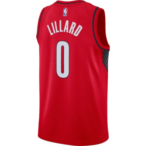 Jordan Portland Trail Blazers #0 Damian Lillard 2020/21 Swingman Jersey - Statement Edition - Red - Image 3