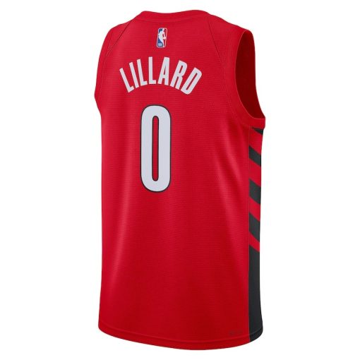 Jordan Portland Trail Blazers #0 Damian Lillard Unisex Swingman Jersey - Statement Edition - Red - Image 2