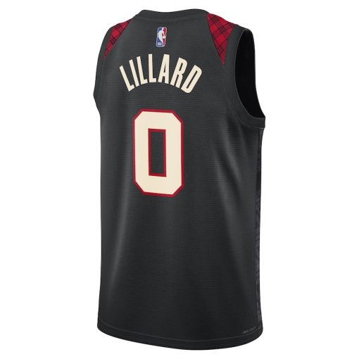 Nike Portland Trail Blazers #0 Damian Lillard Unisex 2023/24 Swingman Jersey - Black - City Edition - Image 2