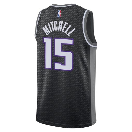 Jordan Sacramento Kings #15 Davion Mitchell Unisex Swingman Jersey - Statement Edition - Black - Image 2