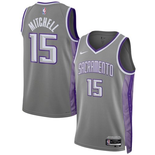 Nike Sacramento Kings #15 Davion Mitchell Unisex 2022/23 Swingman Jersey - City Edition - Anthracite - Image 3
