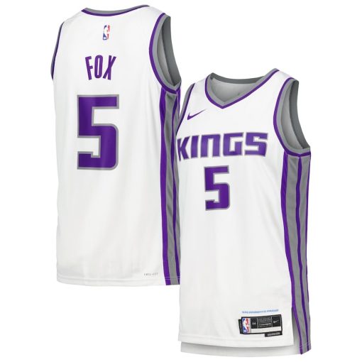 Nike Sacramento Kings #5 De'Aaron Fox Swingman Player Jersey - Association Edition - White - Image 3