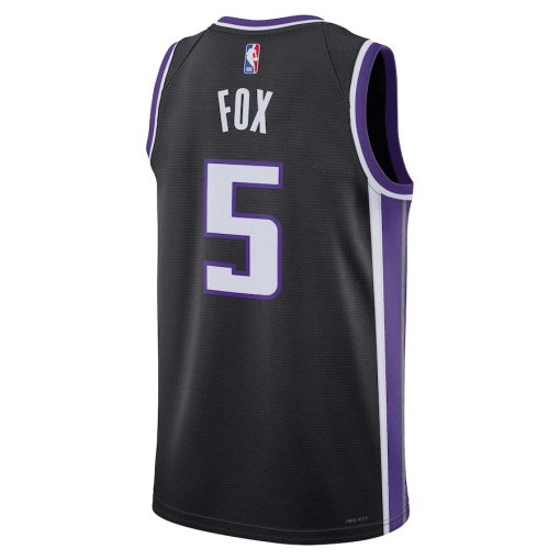 Nike Sacramento Kings #5 De'Aaron Fox Unisex Swingman Jersey - Icon Edition - Black - Image 2