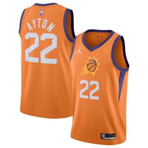 Jordan Phoenix Suns #22 Deandre Ayton 2020/21 Swingman Jersey - Statement Edition - Orange - Image 3