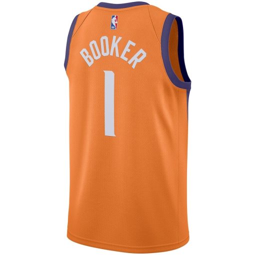 Jordan Phoenix Suns #1 Devin Booker 2020/21 Swingman Jersey - Statement Edition - Orange - Image 2