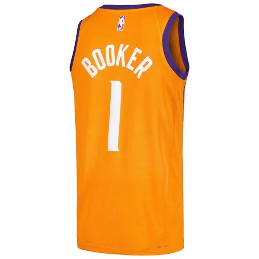 Jordan Phoenix Suns #1 Devin Booker Swingman Player Jersey - Statement Edition - Orange - Image 2