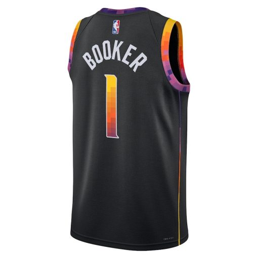 Jordan Phoenix Suns #1 Devin Booker Unisex Swingman Jersey - Statement Edition - Black - Image 2