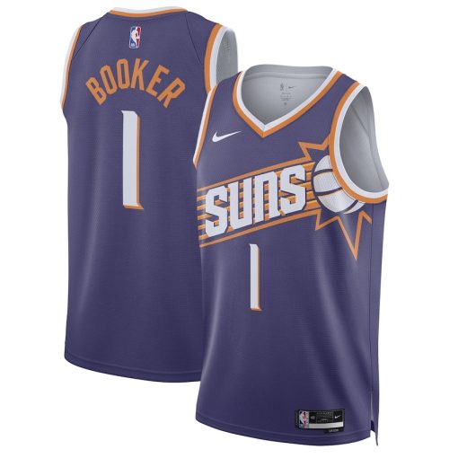 Nike Phoenix Suns #1 Devin Booker Unisex Swingman Jersey - Icon Edition - Purple - Image 3