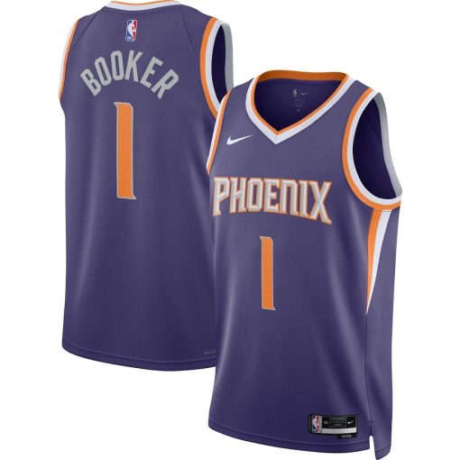 Nike Phoenix Suns #1 Devin Booker Unisex Swingman Jersey - Icon Edition - Purple - Image 3