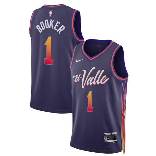 Nike Phoenix Suns #1 Devin Booker Unisex 2023/24 Swingman Jersey - Purple - City Edition - Image 3
