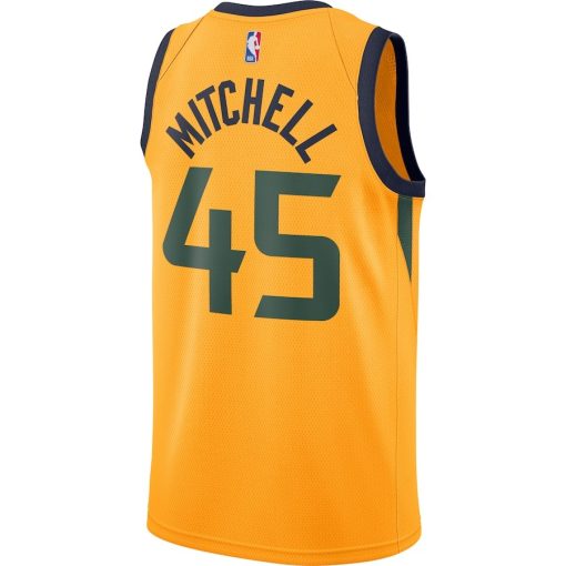 Jordan Utah Jazz #45 Donovan Mitchell 2020/21 Swingman Jersey - Statement Edition - Gold - Image 2