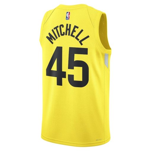 Nike Utah Jazz #45 Donovan Mitchell Unisex Swingman Jersey - Icon Edition - Gold - Image 2