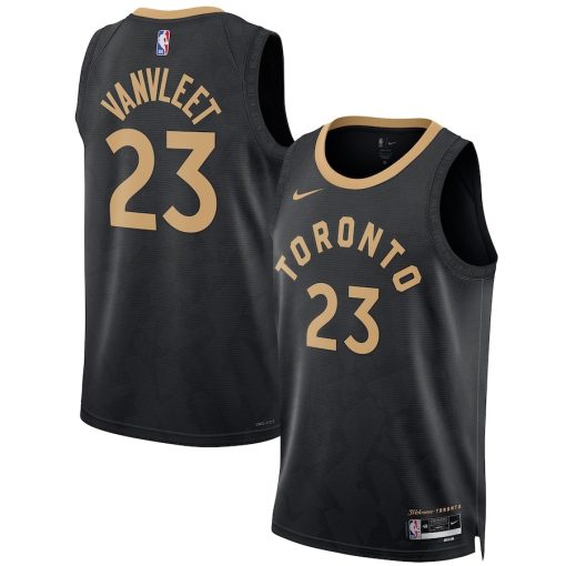 Nike Toronto Raptors #23 Fred VanVleet Unisex 2022/23 Swingman Jersey - City Edition - Black - Image 3