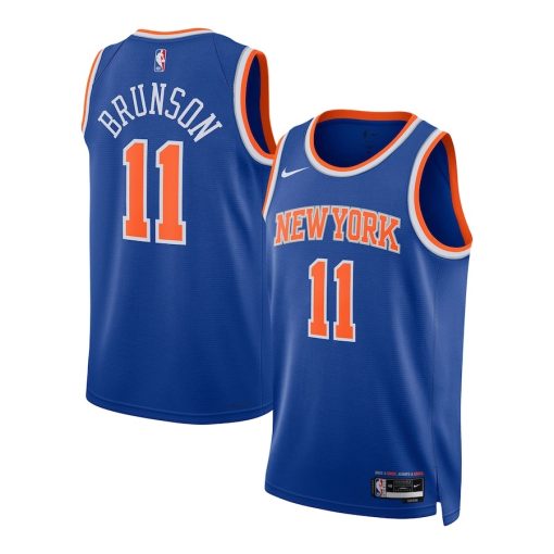 Nike New York Knicks #11 Jalen Brunson Unisex Swingman Jersey - Icon Edition - Blue - Image 3