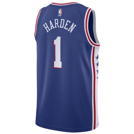 Nike Philadelphia 76ers #1 James Harden Swingman Jersey - Icon Edition - Royal - Image 2