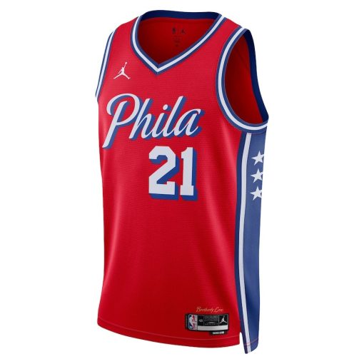 Jordan Philadelphia 76ers #21 Joel Embiid Unisex Swingman Jersey - Statement Edition - Red