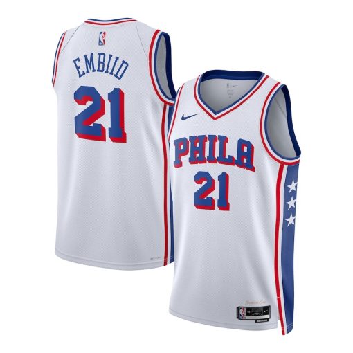 Nike Philadelphia 76ers #21 Joel Embiid Unisex Swingman Jersey - Association Edition - White - Image 3