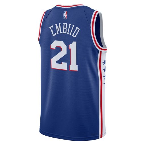 Nike Philadelphia 76ers #21 Joel Embiid Unisex Swingman Jersey - Icon Edition - Royal - Image 2