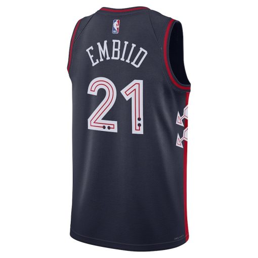 Nike Philadelphia 76ers #21 Joel Embiid Unisex 2023/24 Swingman Jersey - Navy - City Edition - Image 2