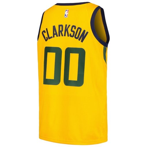 Jordan Utah Jazz #00 Jordan Clarkson Swingman Player Jersey - Statement Edition - Yellow - Image 2