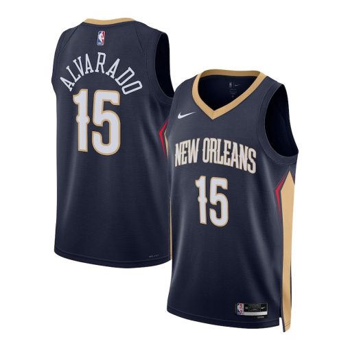 Nike New Orleans Pelicans #15 Jose Alvarado Unisex Swingman Jersey - Icon Edition - Navy - Image 3