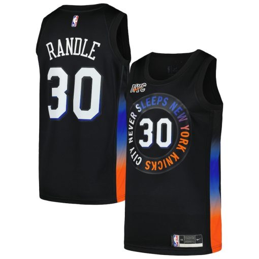 Nike New York Knicks #30 Julius Randle Swingman Player Jersey - City Edition - Black - Image 3
