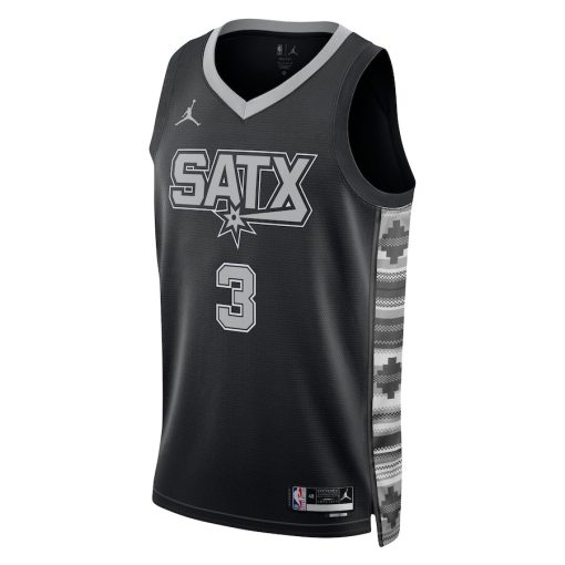 Jordan San Antonio Spurs #3 Keldon Johnson Unisex Swingman Jersey - Statement Edition - Black