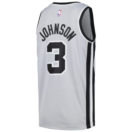 Nike San Antonio Spurs #3 Keldon Johnson Swingman Player Jersey - Statement Edition - Silver - Image 2