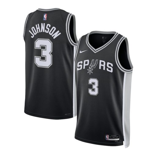 Nike San Antonio Spurs #3 Keldon Johnson Unisex Swingman Jersey - Icon Edition - Black - Image 3