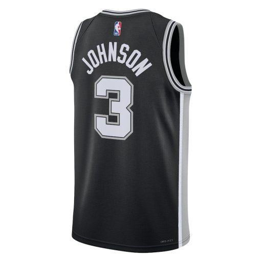 Nike San Antonio Spurs #3 Keldon Johnson Unisex Swingman Jersey - Icon Edition - Black - Image 2