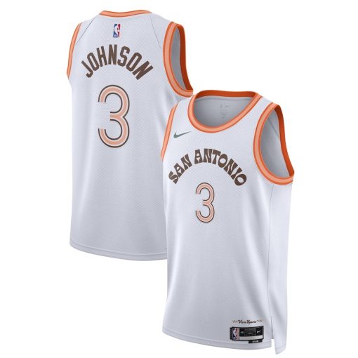 Nike San Antonio Spurs #3 Keldon Johnson Unisex 2023/24 Swingman Jersey - White - City Edition - Image 3