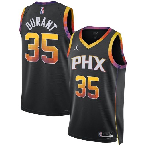 Jordan Phoenix Suns #35 Kevin Durant Unisex Swingman Jersey - Statement Edition - Black - Image 3