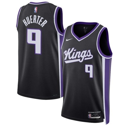 Nike Sacramento Kings #9 Kevin Huerter Unisex Swingman Jersey - Icon Edition - Black - Image 3