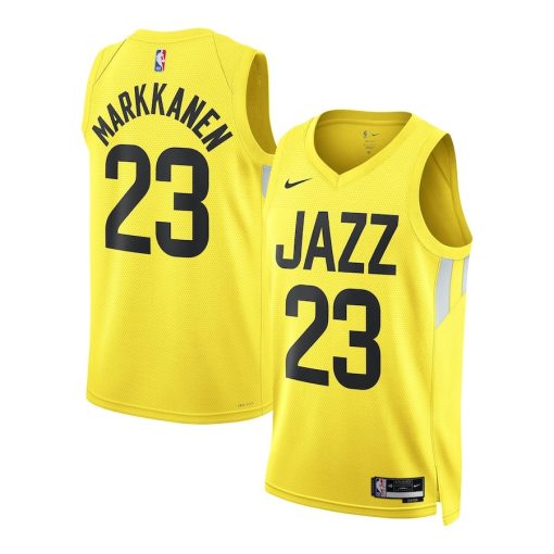 Nike Utah Jazz #23 Lauri Markkanen Unisex Swingman Jersey - Icon Edition - Gold - Image 3