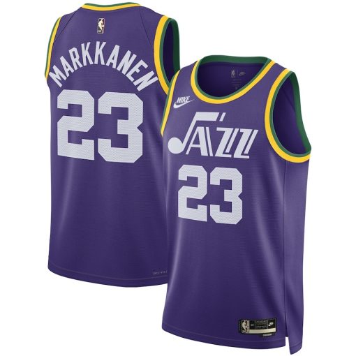 Nike Utah Jazz #23 Lauri Markkanen Unisex 2023/24 Swingman Replica Jersey - Classic Edition - Purple - Image 3